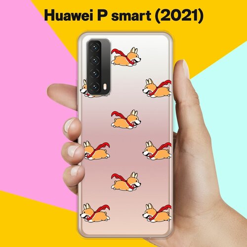 Силиконовый чехол Корги с шарфом на Huawei P Smart 2021 силиконовый чехол корги узором на huawei p smart 2021