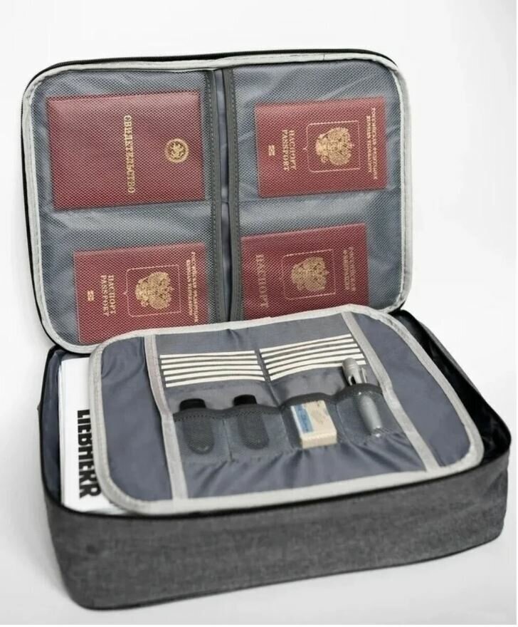 Органайзер для хранения документов с кодовым замком А4 (Серый) дорожный папка сумка в поездку Цвет серый - фотография № 3