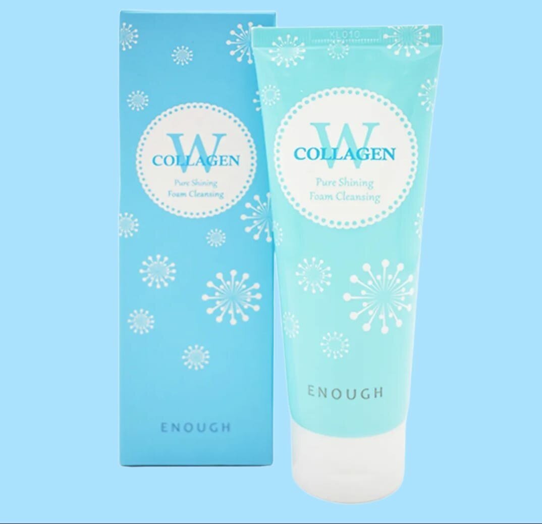 ENOUGH W Collagen Pure Shining Foam Cleansing — пенка для умывания с морским коллагеном.