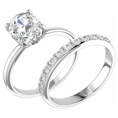 фото Кольцо из серебра с родированием с фианитами приблуды