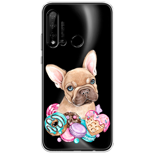 Силиконовый чехол на Huawei P20 Lite 2019/Nova 5i / Хуавей P20 Lite/Нова 5i Бульдог и сладости, прозрачный