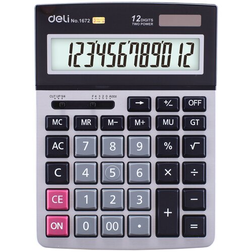 Калькулятор настольный Deli E1672 серебристый 12-разрядов