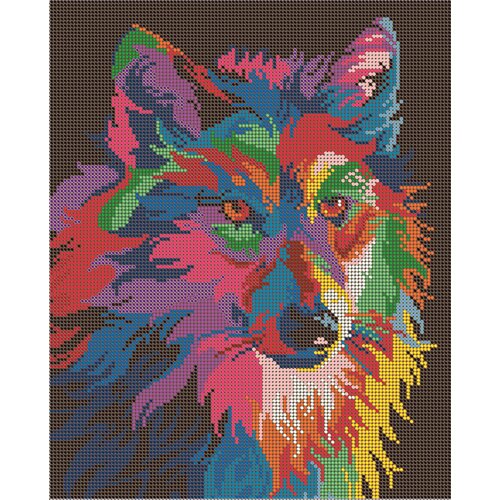 Алмазная мозаика картина Радужный волк 35*43,5см