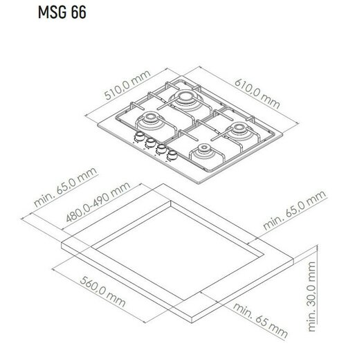 Газовая варочная панель MONSHER MSG 66 Beige