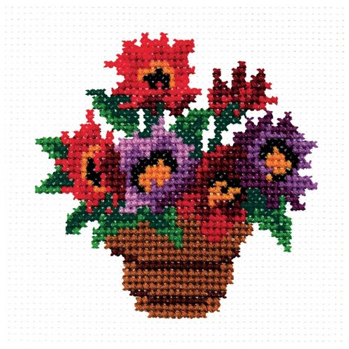 фото 143 набор для вышивания рс-студия 'горшок с цветами' 10*11см