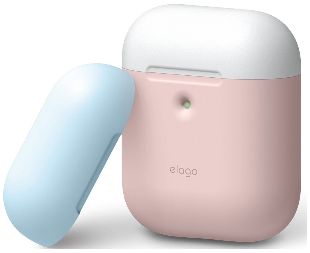 Силиконовый чехол Elago A2 Duo Case для AirPods 2 Wireless, цвет Розовый с Белой и Голубой крышками (EAP2DO-PK-WHPBL)