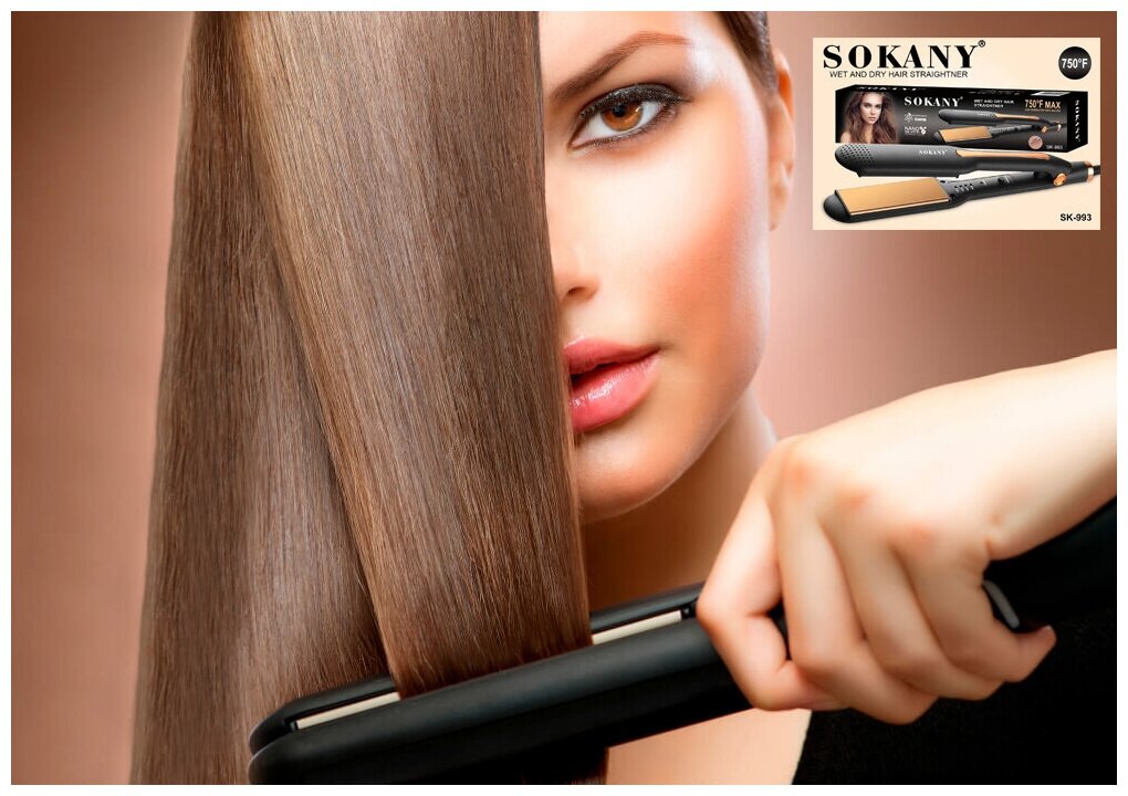Выпрямитель для волос с сенсорным управлением HAIR CONTROL/SK-993/плойка/щипцы/быстрый нагрев/750Вт/идеальная гладкость/черный - фотография № 1