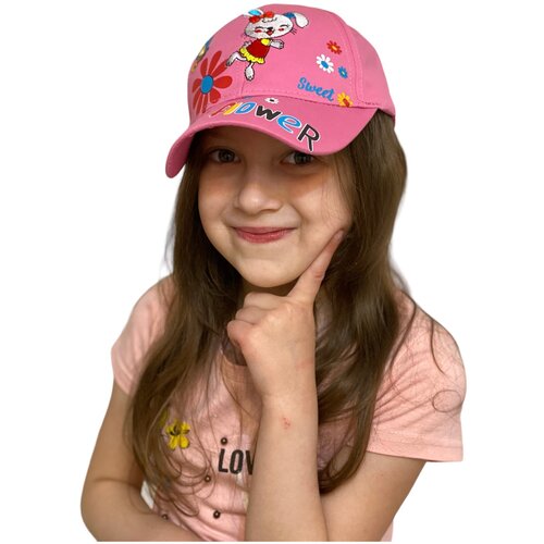 Кепка для девочки розовая зайка, размер 50-54