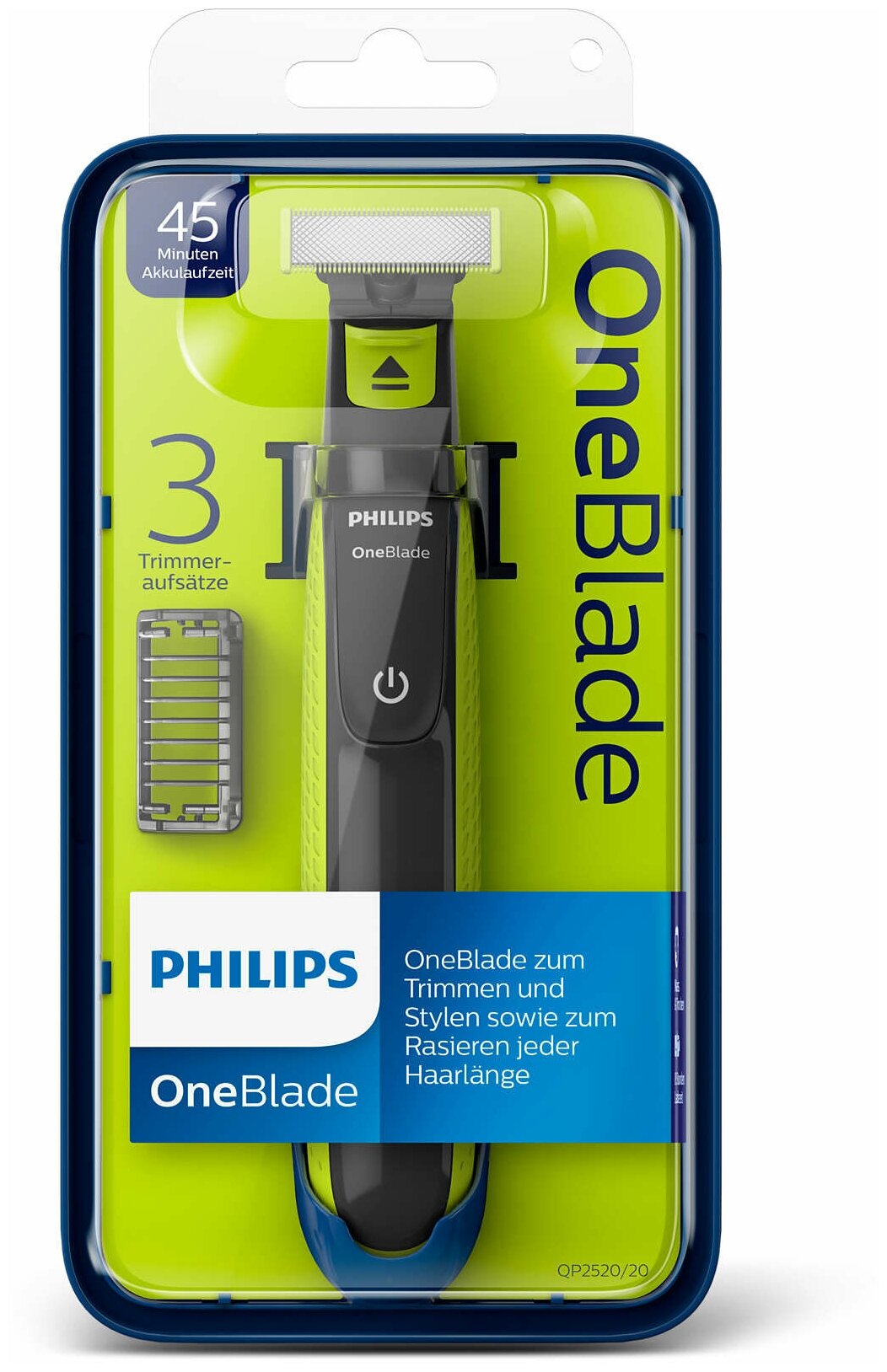 Триммер Philips OneBlade QP2520/20, черный/салатовый - фотография № 11