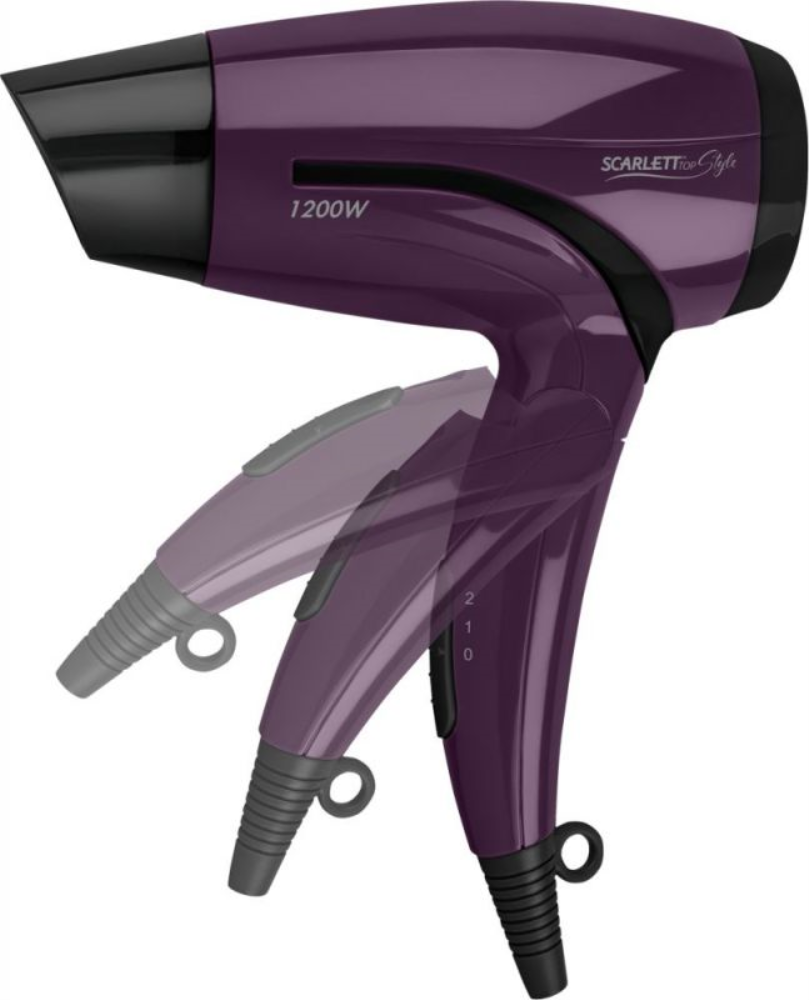 Фен SCARLETT SC-HD70T28, 1200Вт, фиолетовый и черный - фото №4