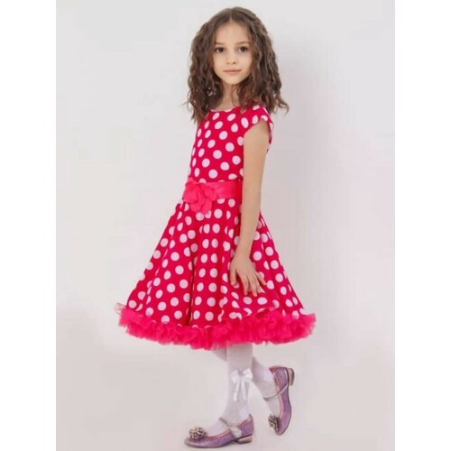 фото Платье нарядное, в горошек, размер 32, красный nigina
