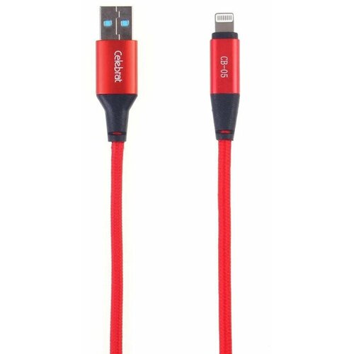 Celebrat, Кабель для iphone CB-05, 3A, 1 м, арт.012378, красный
