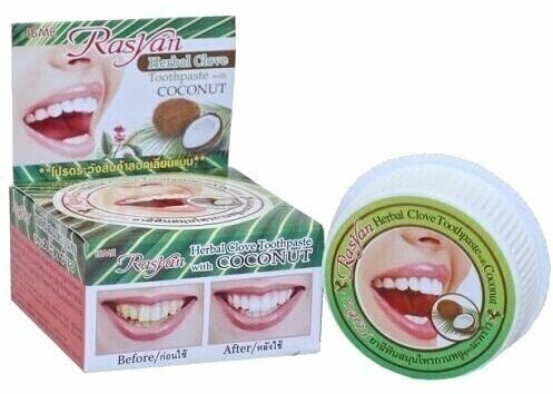 Зубная паста отбеливающая с гвоздикой и кокосом ISME Rasyan Herbal Clove Toothpaste with Coconut 25g