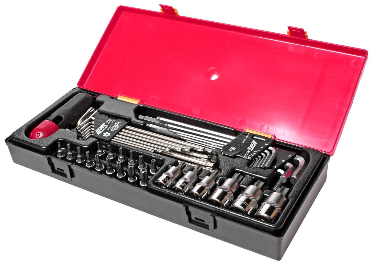 JTC Набор инструментов 40 предметов TORX, HEX (ключи, головки) в кейсе JTC-K1401