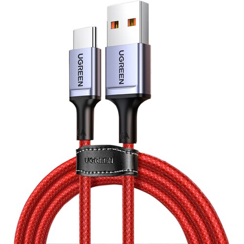 кабель ugreen us505 20527 usb 2 0 to type c 6a aluminium alloy cable 1м красный Кабель UGreen 20527, 1 м, 1 шт., красный