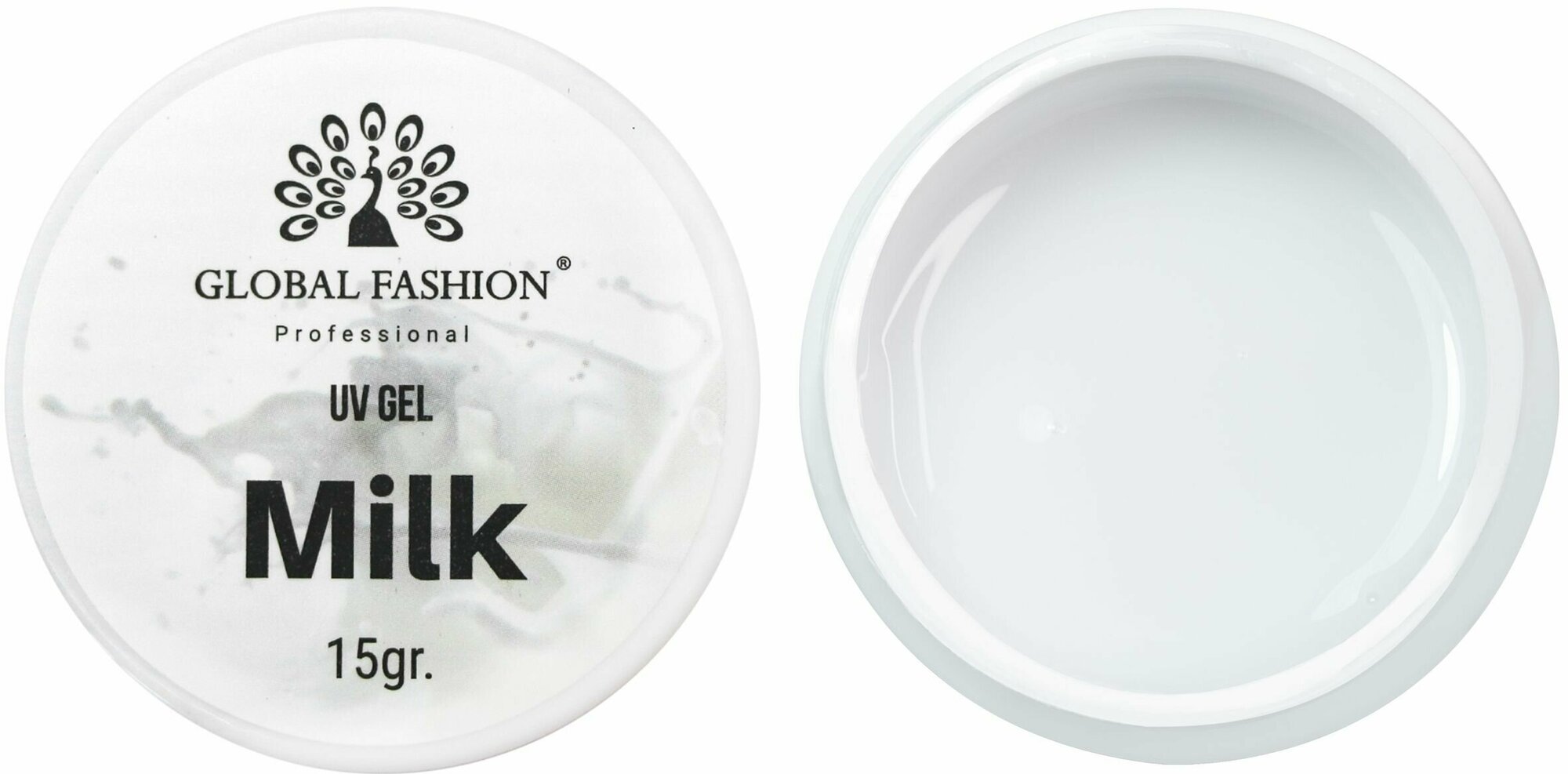 GLOBAL FASHION гель для наращивания ногтей, молочный (MILK) 15ГР