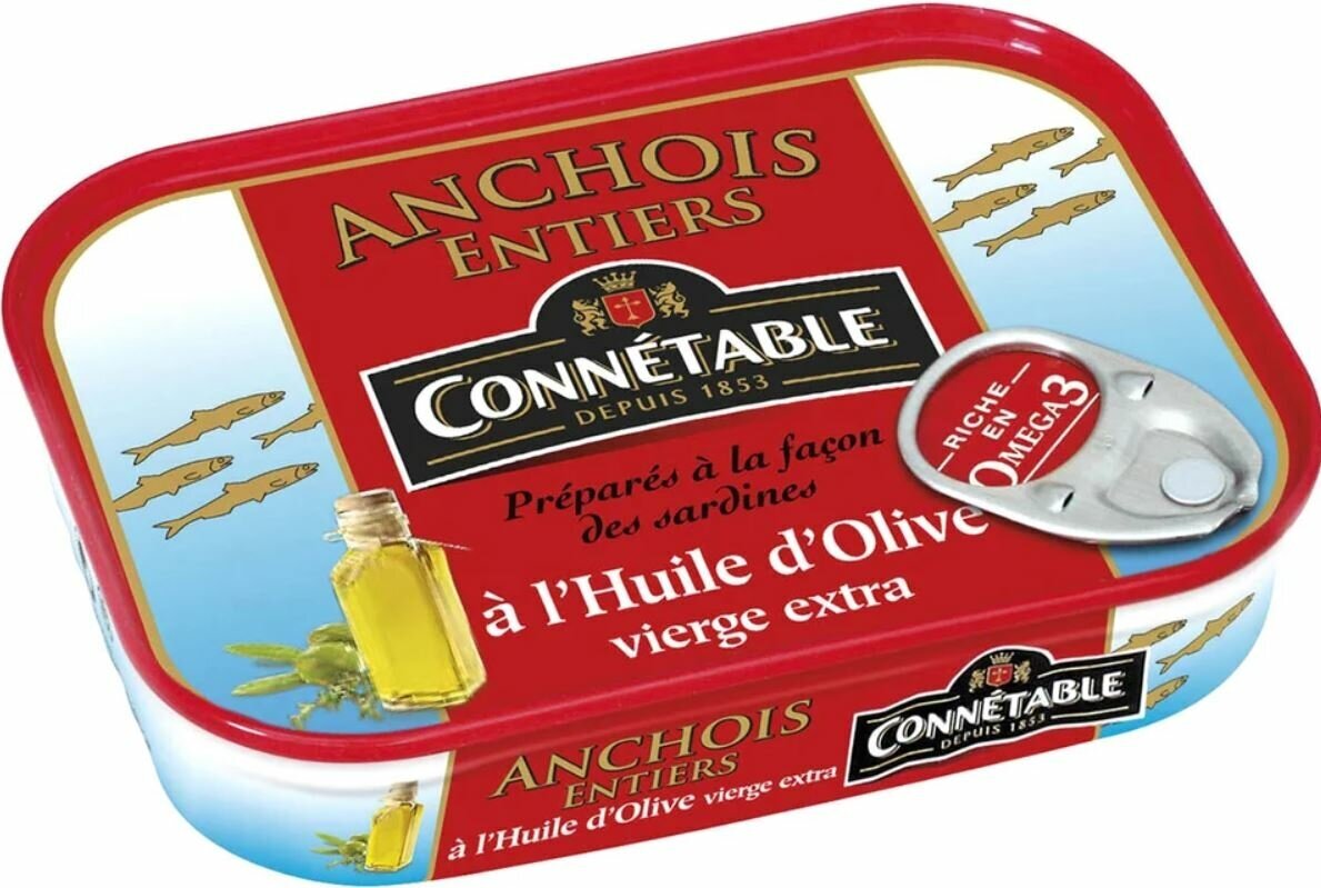 Анчоусы Connetable в оливковом масле первого отжима экстра пастеризованные 100г (Марокко)