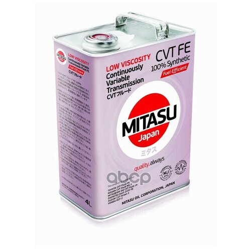 Mitasu 4l Масло Трансмисионное Cvt Fluid Fe 100% Synthetic Nissan Ns-3 Honda Hcf-2 Mitsubishi J4 MITASU арт. MJ-311-4