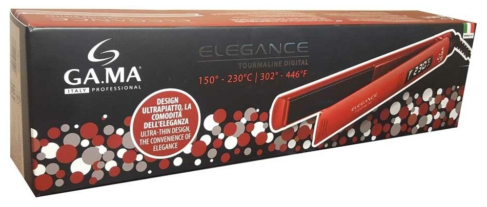 Выпрямитель для волос GA.MA ELEGANCE DIGITAL, красный и черный [gi0202] - фото №2