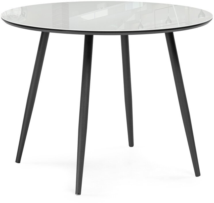Стеклянный стол Woodville Абилин 100 ультра белый / черный / черный матовый - фотография № 1