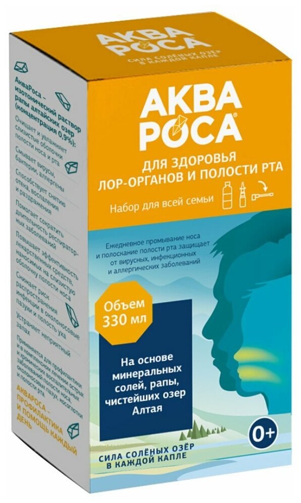 Аквароса набор ополаскиватель фл. 300 мл + спрей наз. фл. 30 мл + доп. насадка, 30 мл, 413 г, 1 шт., 1 уп.