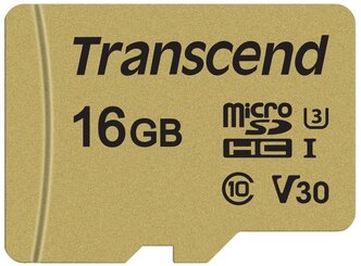 Карта памяти Transcend TS*USD500S 16 GB, чтение: 95 MB/s, запись: 60 MB/s, адаптер на SD