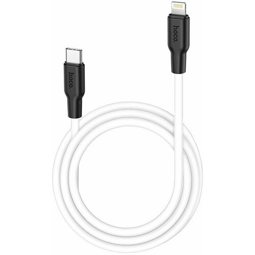 USB кабель Hoco X21 Plus Silicone PD 20W 3A Type-C to Lightning, 1м, черный с белым сетевое быстрое зарядное устройство кабель для iphone lightning to type c pd 20w 1м 3a белое