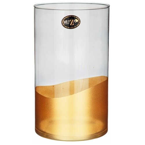 Ваза modern cylinder smoky/gold 25см Muza (174450)