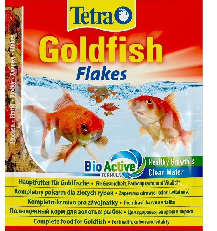 Корм для рыб Tetra Goldfish 12гр, хлопья для золотых рыбок (Упаковка 10шт)