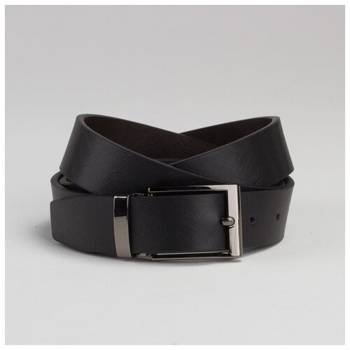 фото Ремень муж 05-01-03-01 дин, 3*115*0,3см, гладкий, пряжка темный металл, черный 3526269 сима-ленд