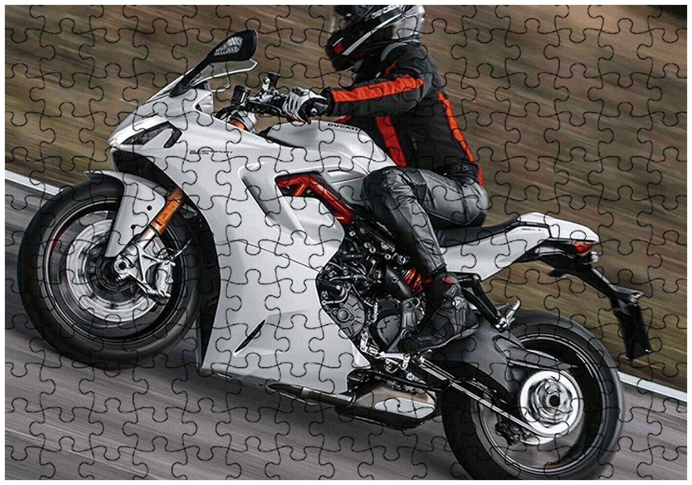 Пазл Картонный 38x26 см, размер А3, 300 деталей, модель спорт мотоциклы - 516