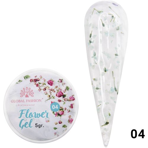 Global Fashion Гель для дизайна ногтей с сухоцветами / сухоцветы для ногтей, Flower Gel, 5 гр 04