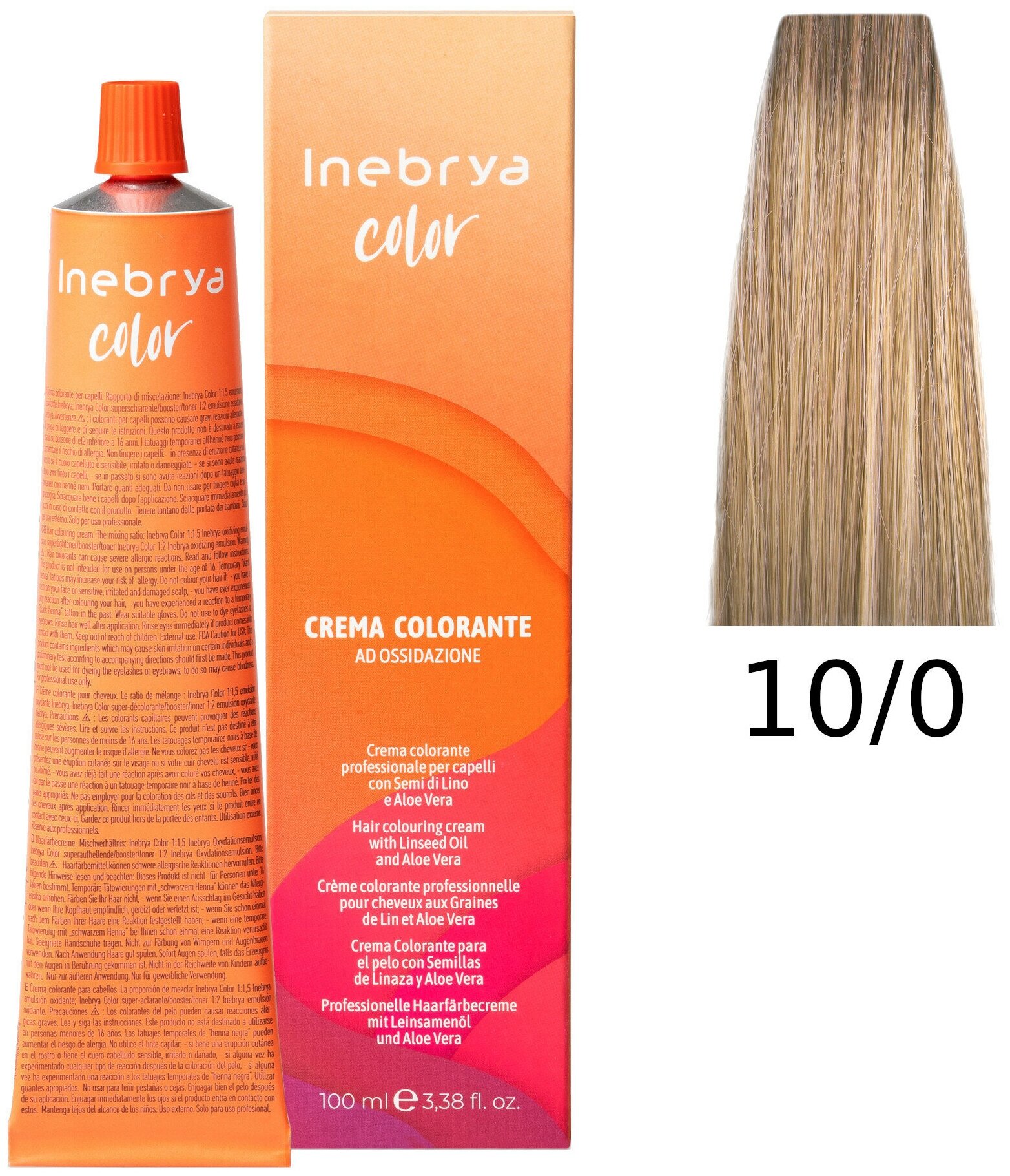 Крем-краска Inebrya Color Professional 10/0 Яркий блонд Натуральный 100 мл