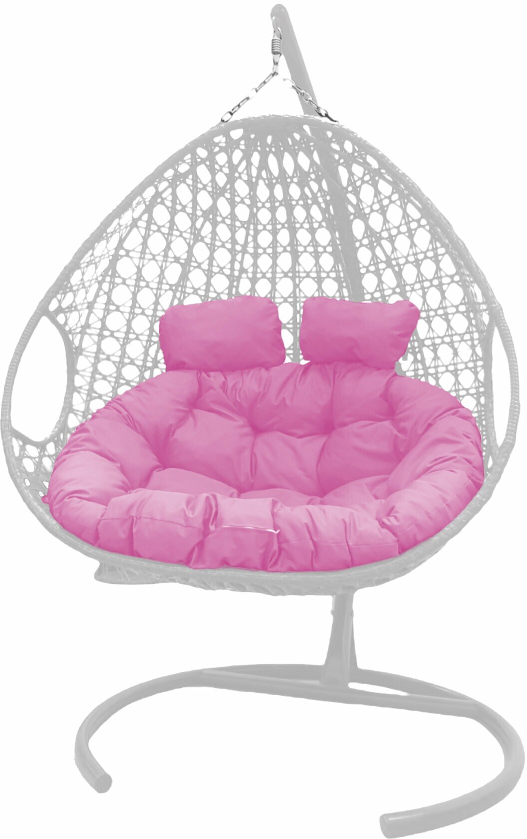 Подвесное кресло белое M-Group Для двоих люкс розовая подушка - фотография № 11