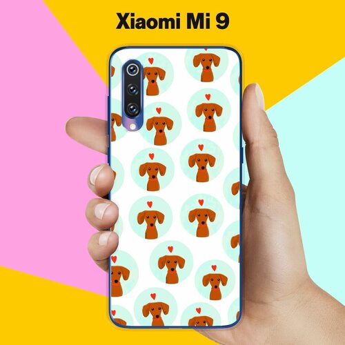 Силиконовый чехол на Xiaomi Mi 9 Узор из такс / для Сяоми Ми 9 силиконовый чехол узор из такс на xiaomi mi a3