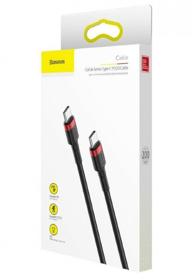 Аксессуар Baseus Cafule USB - USB Type-C PD2.0 60W 2m Red-Black CATKLF-H91