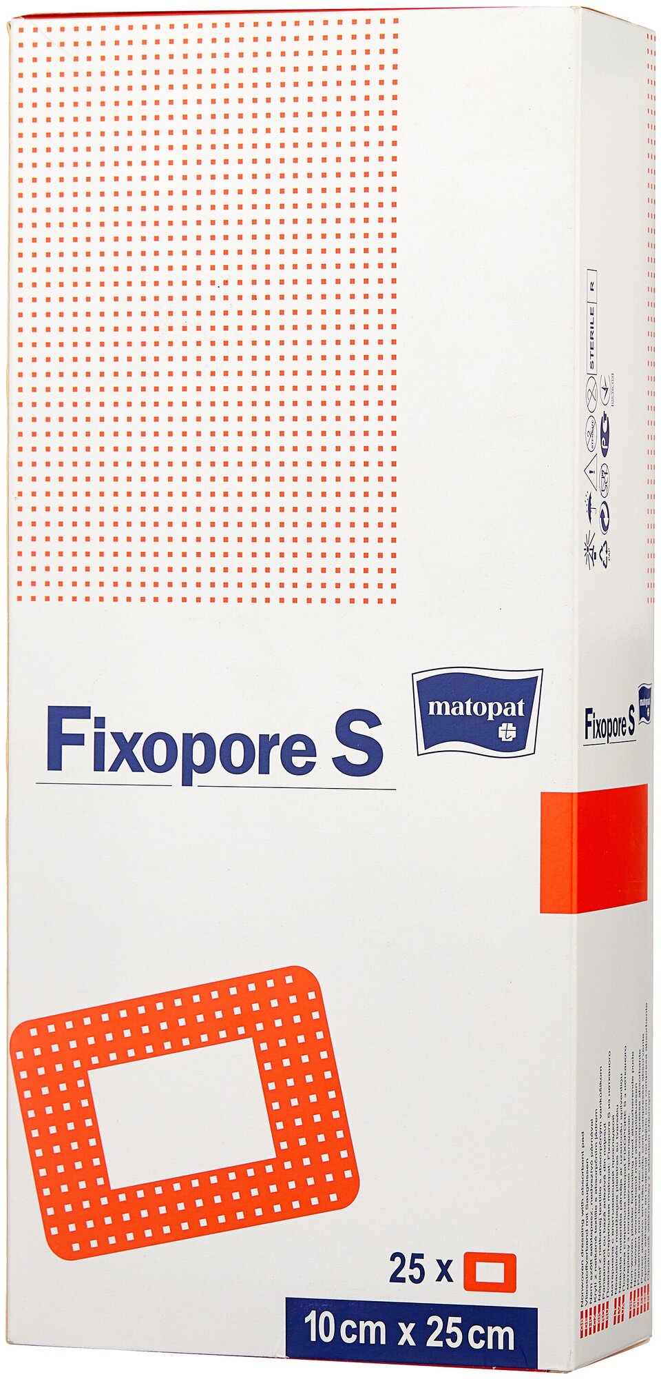 Matopat повязка Fixopore S с впитывающей прокладкой 10 см х 25 cм (25х10 см)