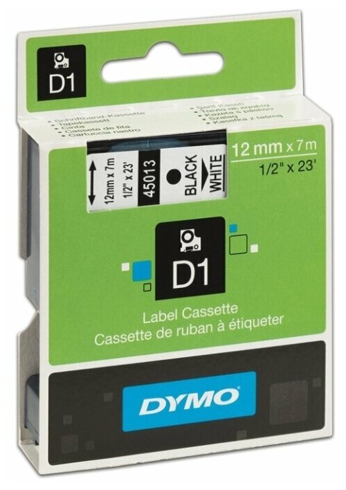 Dymo Расходные материалы Картридж с лентой 12 мм х 7 м. , пластик, черный шрифт на белом фоне S0720530