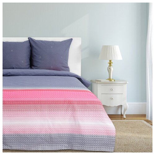 Комплект постельного белья Этель Иллюзия, евростандарт, бязь, розовый/серый