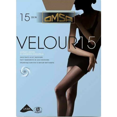 Колготки Omsa Velour, 15 den, размер 2, бежевый