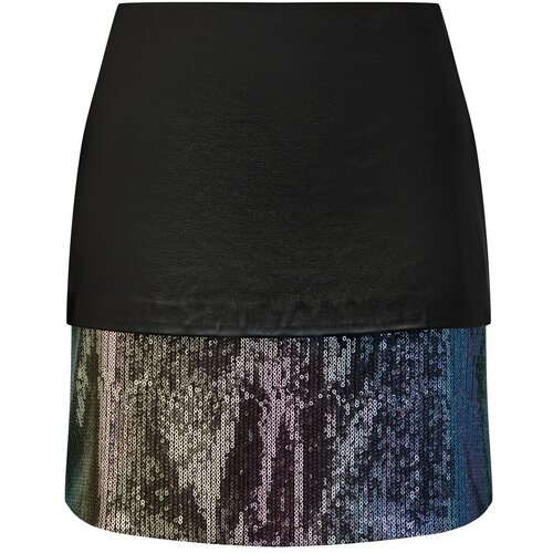 Юбка, мини, подкладка, размер S, черный