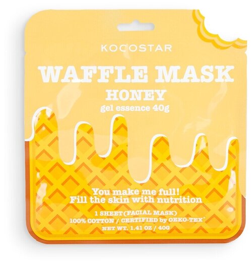 Kocostar Маска Waffle Mask Honey питательная, 38 г, 40 мл