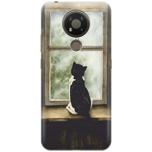 фото Re:pa чехол - накладка artcolor для nokia 3.4 с принтом "кот у окна"