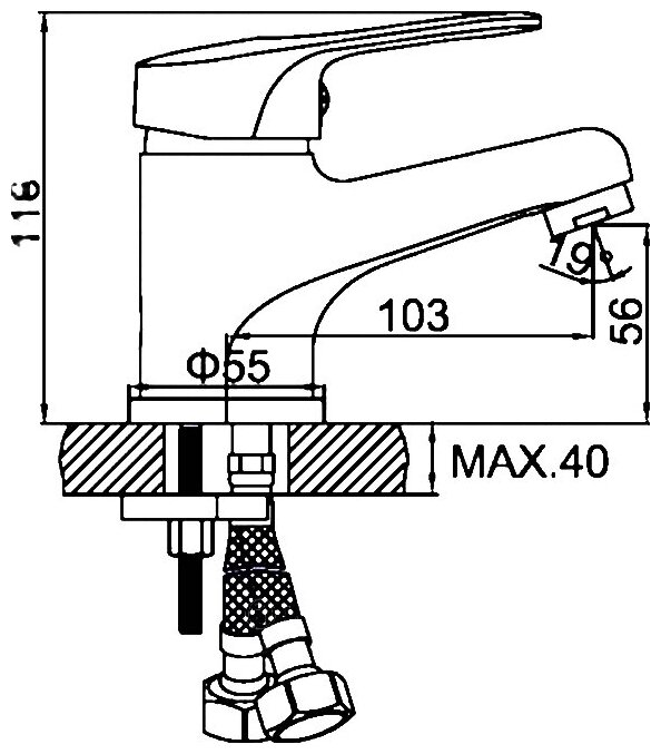 Смеситель LEDEME L1068-B для умывальника - фотография № 3