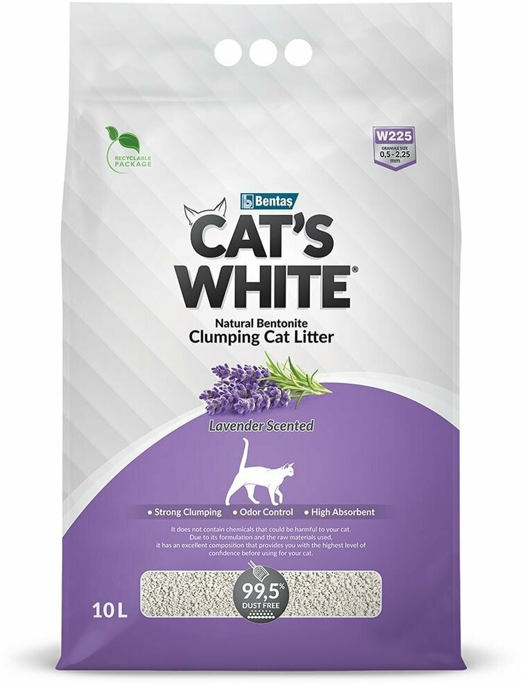 Cat's White Lavender Комкующийся наполнитель натуральный, с ароматом Лаванды 10л/8.5кг