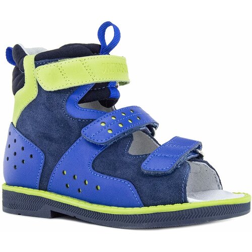 Обувь ортобум ортопедическая детская (ботинки летние) арт.71057-03 ярко-синий/салатовый р.23