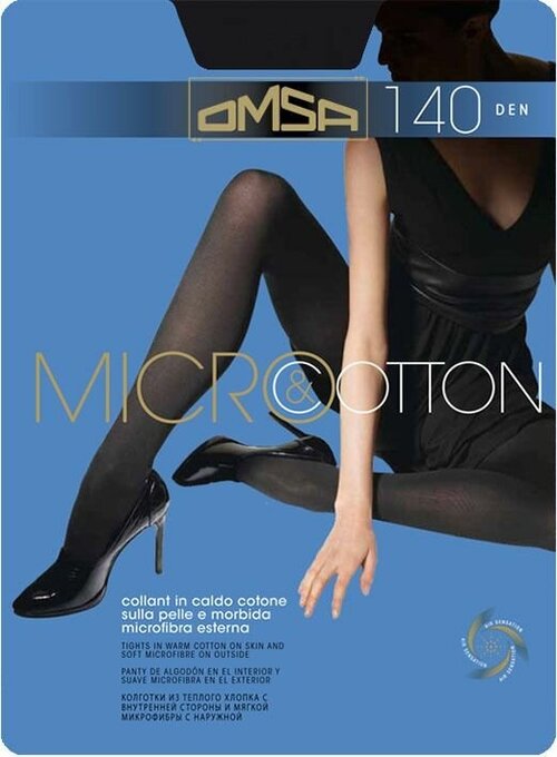 Колготки  Omsa Microcotton, 140 den, размер 4, черный