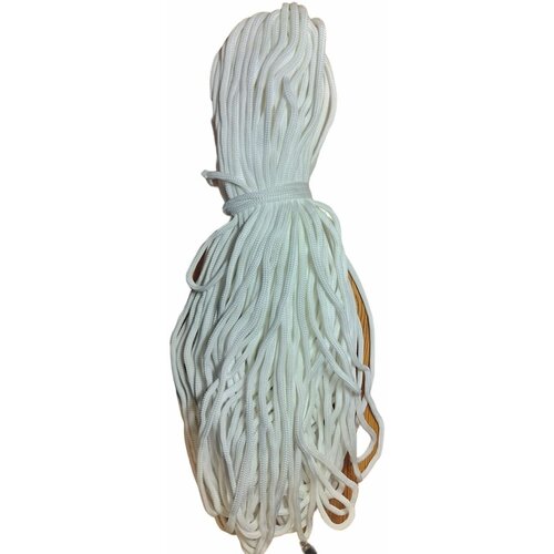 Шнур для одежды без сердечника/ веревка 8мм, 100 м, для рукоделия, вязания, бельевая, 100% полиэфир, цвет белый
