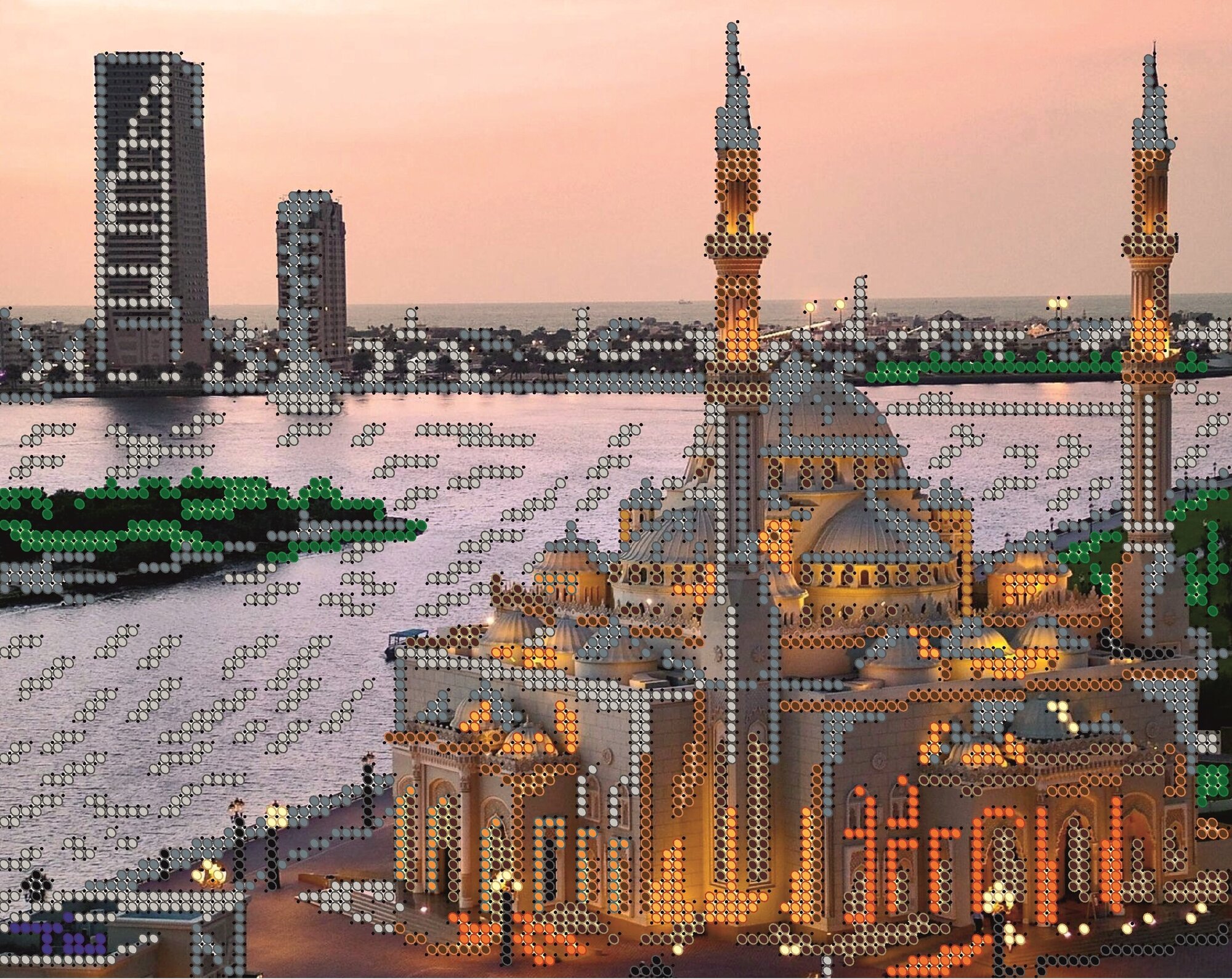 Вышивка бисером картины Мечеть 19*24см