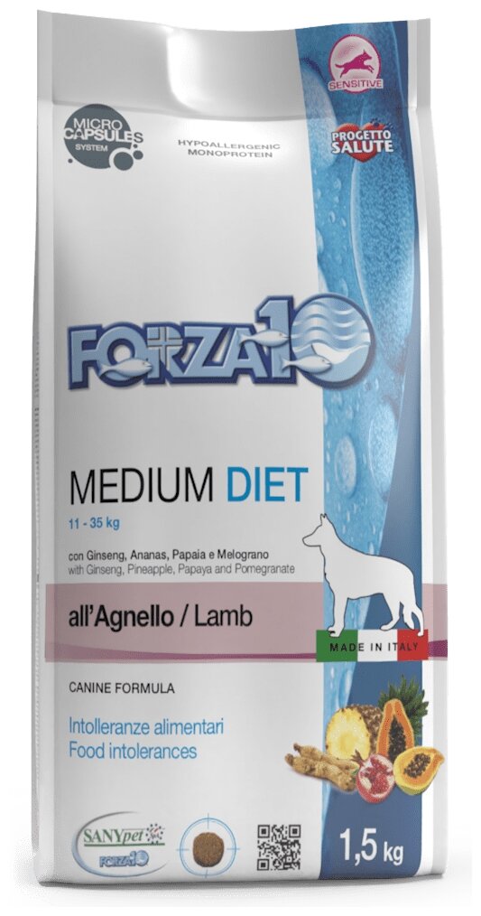 Сухой корм для собак Forza10 Diet Diet гипоаллергенный ягненок (для средних пород)